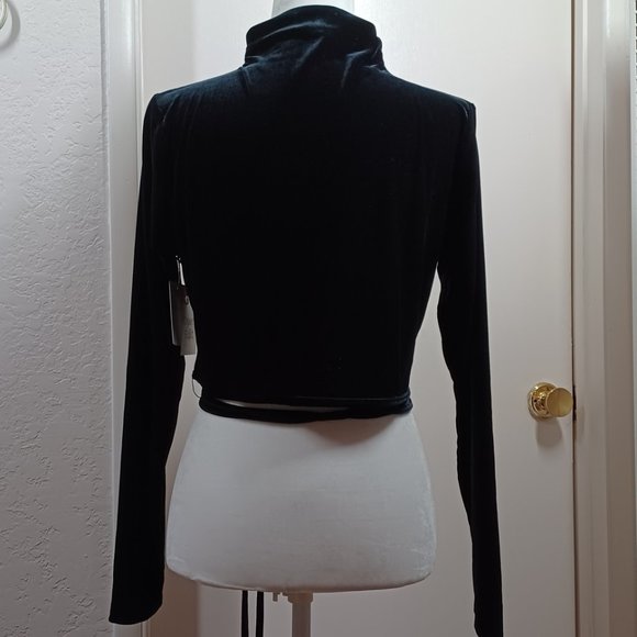 Nordstrom Open Edit Tie Front Velour Crop - Picture 3 of 3